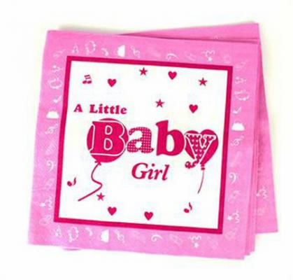 Baby Girl Yazılı Pembe Kağıt Peçete (20 Adet) 