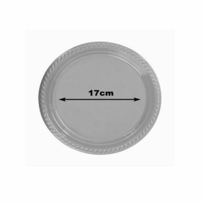 Küçük Boy Gümüş Plastik Tabak (17cm 25 Adet)