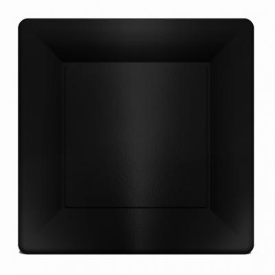 Siyah Renk Metalize Kare Kağıt Tabak (29cm 6 Adet)