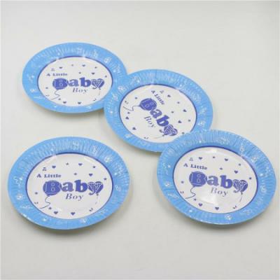 Baby Boy Yazılı Mavi Kağıt Tabak (23cm 8 Adet)