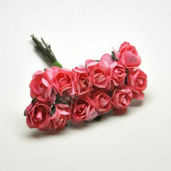 Kağıt Gül Telli Süsleme Çiçekleri-Minik Süsleme Gülü (Somon)