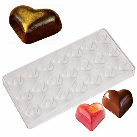 Policarbon Kalp Çikolata Kalıbı-Akrilik Kalp Şekilli Çikolata Kalıbı (4cm)