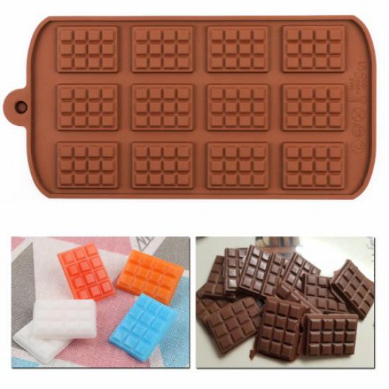 Mini Tablet Çikolata Kalıbı,12’li Kare Çikolata-Şeker Silikon Kalıp
