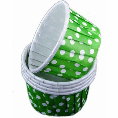Yeşil Puantiyeli Sert Cupcake Pişirme Kağıdı-Ped Kapsül (25 Adet)