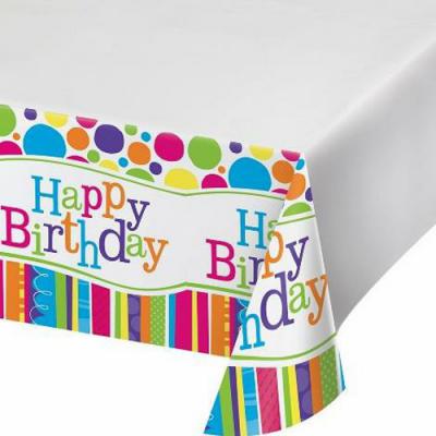 Happy Birthday Yazılı Renkli Masa Örtüsü (137x183cm)