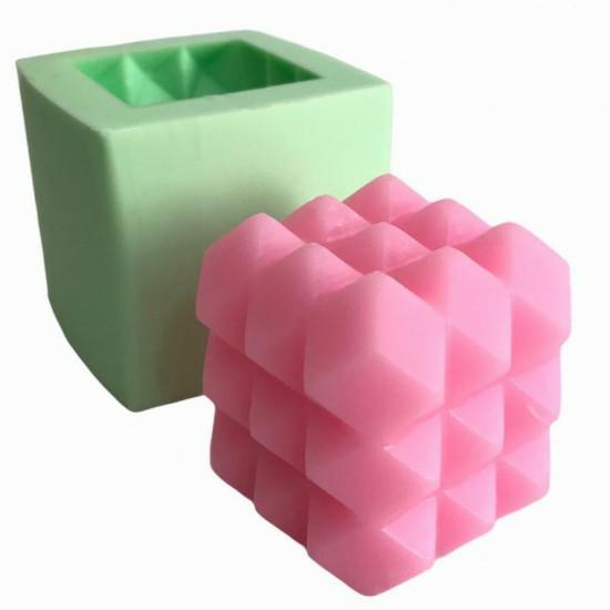 Küp Şekilli Bubble Mum Kalıbı-Fantastik Rubik Silikon Mum Kalıbı