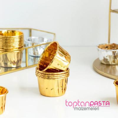 Gold Sert Cupcake Pişirme Kağıdı-Altın Ped Kapsül (24 Adet)