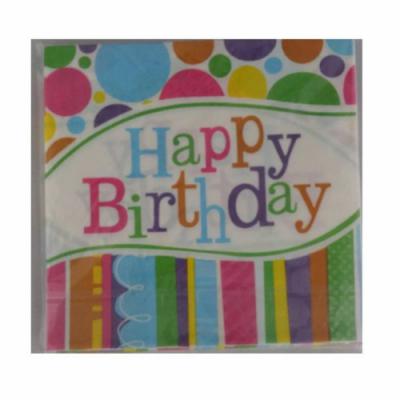 Happy Birthday Yazılı Renkli Kağıt Peçete (20 Adet)