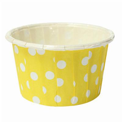 Sarı Puantiyeli Sert Cupcake Pişirme Kağıdı-Ped Kapsül (25 Adet)