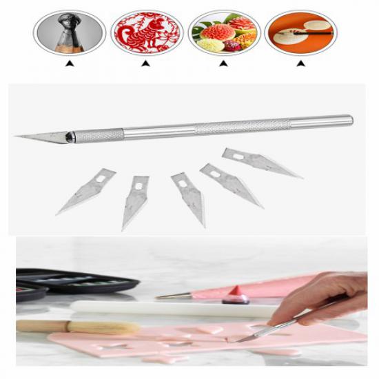 Kretuar Bıçağı Şeker Hamuru Modelleme Kesim Marzipanı (5 Adet Yedek Uç)