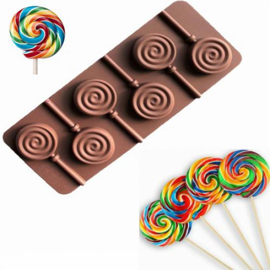 Çubuklu Halka Şeker-Çikolata-Dondurma-Lolipop 6’lı Silikon Kalıp